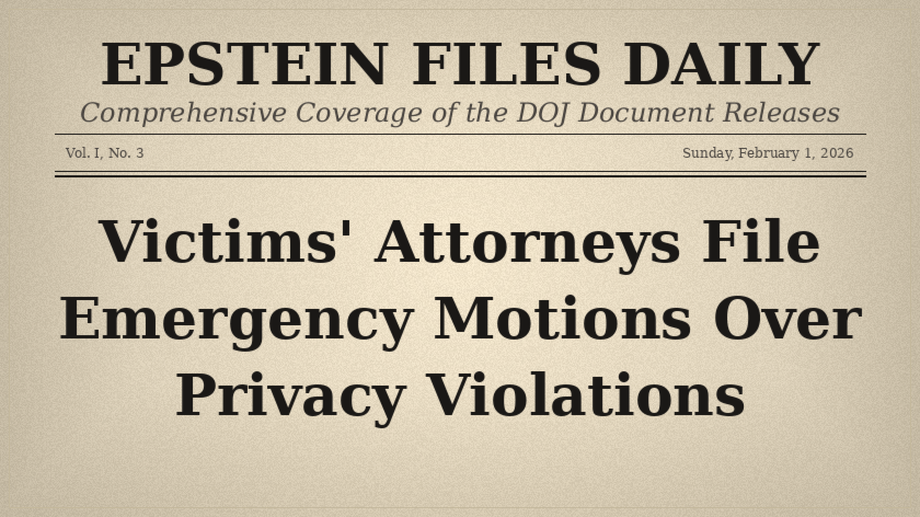 February 1: Victims' Attorneys File Emergency Motions Over Privacy Violations