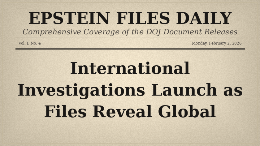 February 2: International Investigations Launch as Files Reveal Global Trafficking