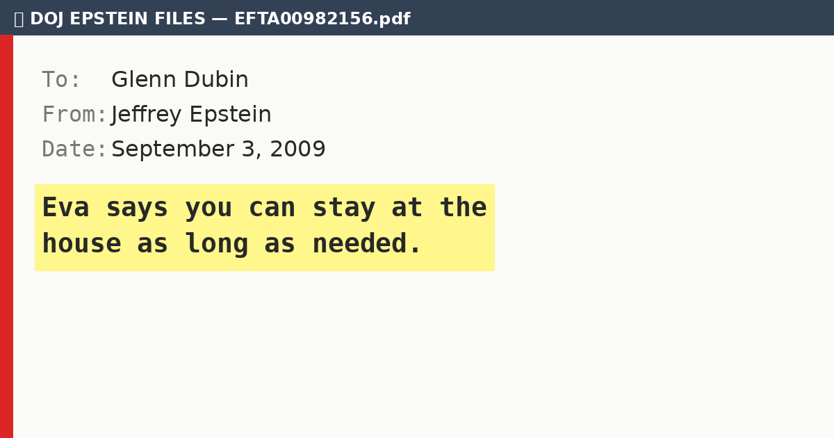 DOJ files reveal Glenn Dubin family let Epstein live in their home