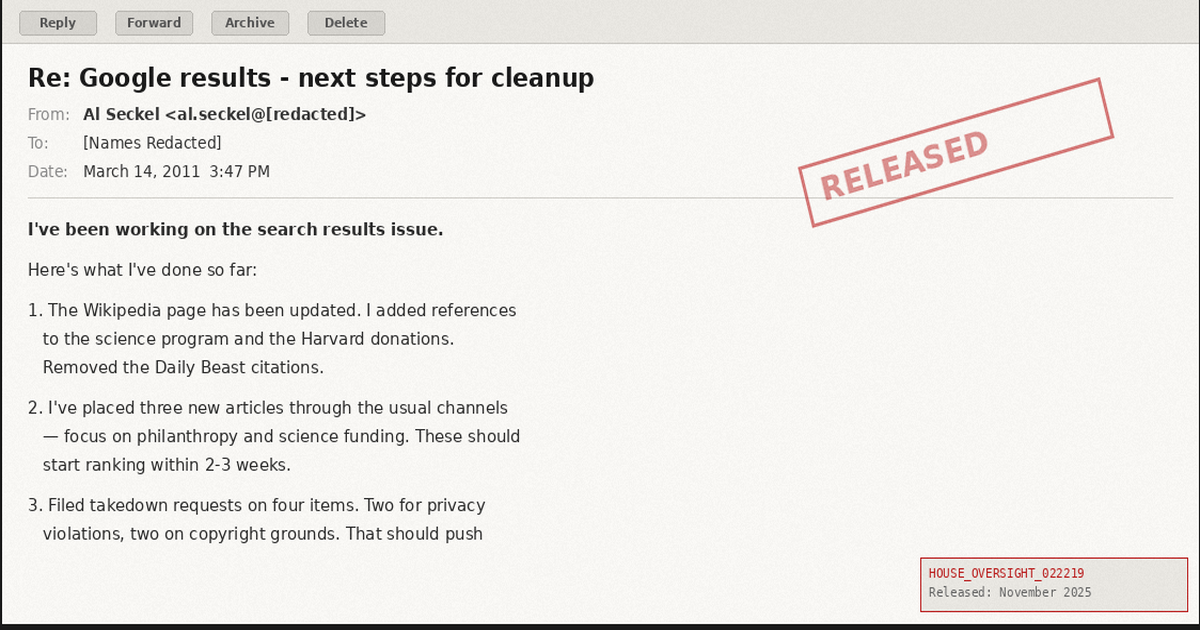 Investigation: How Al Seckel Ran an SEO Campaign to Scrub Epstein's Internet Reputation